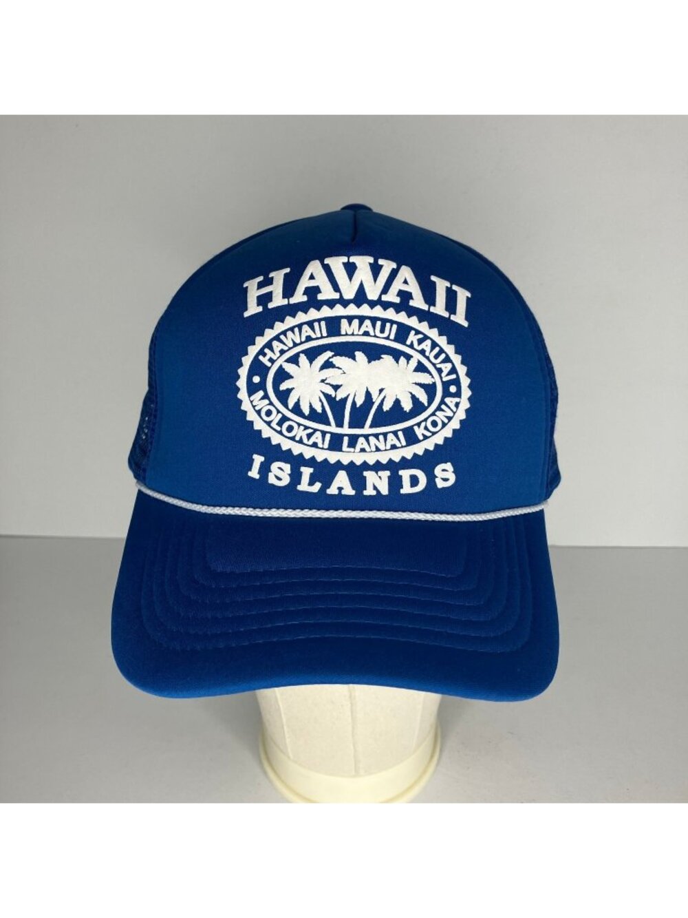 Hawaiian Headwear Trucker Snapback Hat Hawaii Islands Blue White Adjustable